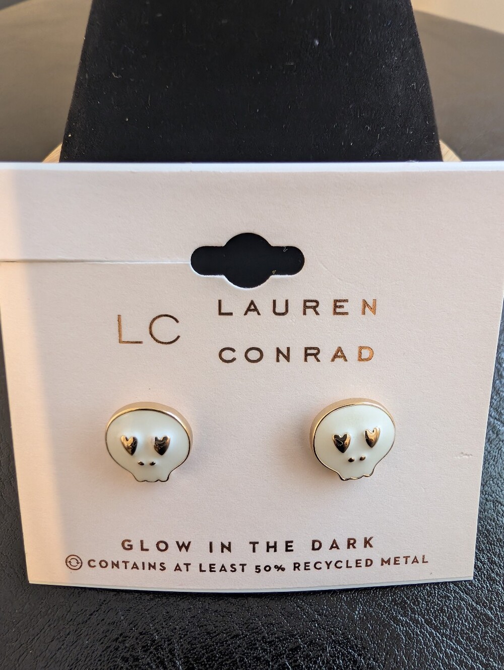 LC Lauren Conrad White Glow-in-the-Dark Skull Stud Earrings